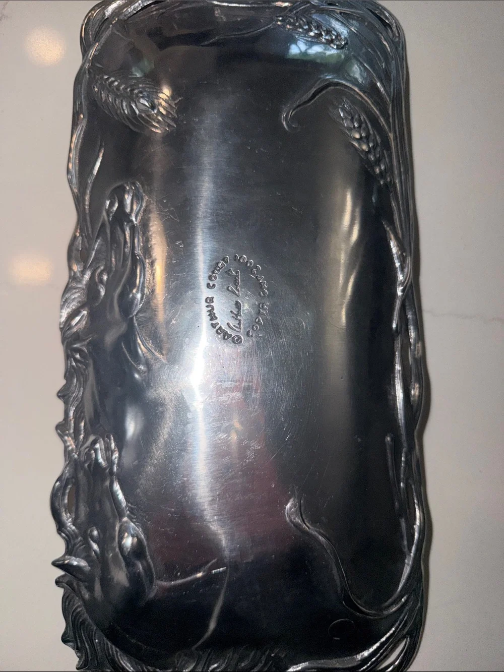 Arthur Court Silver Horse & Wheat Embossed Serving Tray